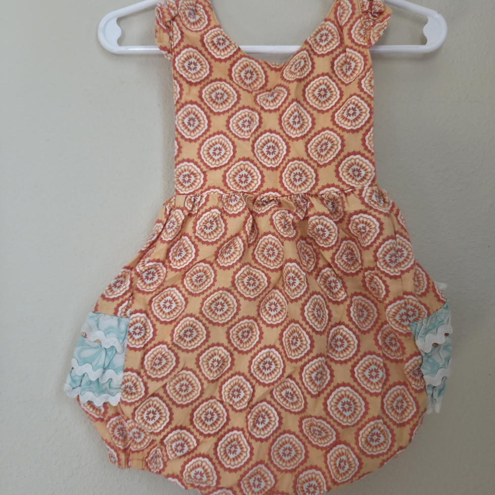 Vibrant Orange Patterned Kids Bodysuit